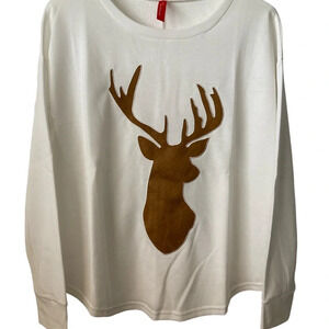 Large Loose Fit Ivory Color Long Sleeves Top/ Sweater BNWT